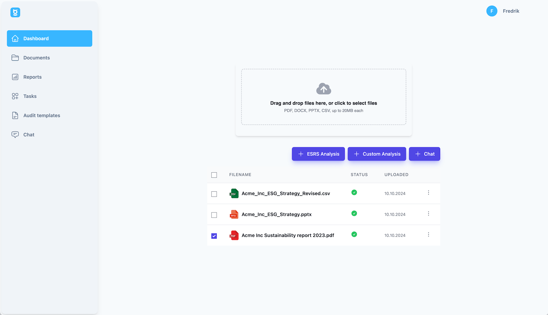 ESG-Flow application screenshot